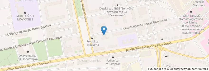 Mapa de ubicacion de Поликлиника № 1 en Rusia, Distrito Federal Central, Óblast De Tver, Городской Округ Тверь, Калининский Район.