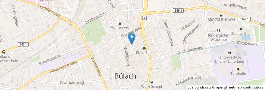 Mapa de ubicacion de Altstadt Pub en Zwitserland, Zürich, Bezirk Bülach, Bülach.