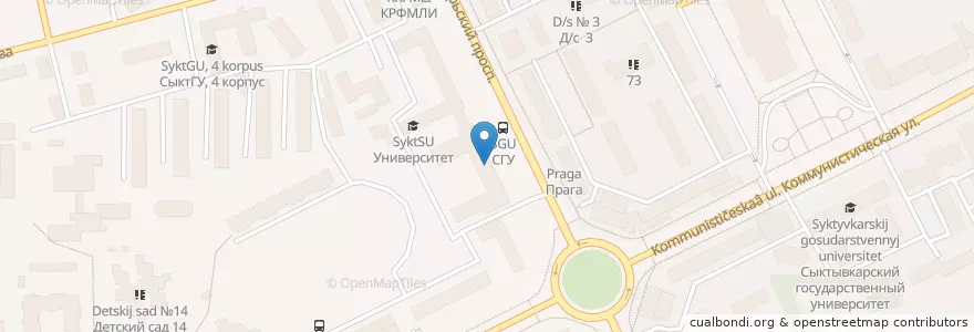 Mapa de ubicacion de СыктГУ корпус 1 en Russie, District Fédéral Du Nord-Ouest, République Des Komis, Городской Округ Сыктывкар.