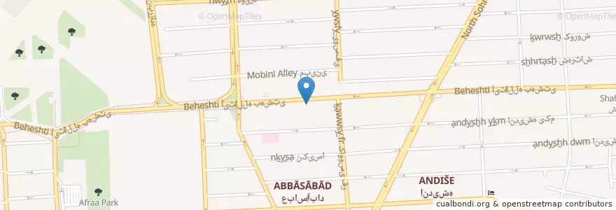 Mapa de ubicacion de بانک کشاورزی en Iran, Téhéran, شهرستان تهران, Téhéran, بخش مرکزی شهرستان تهران.
