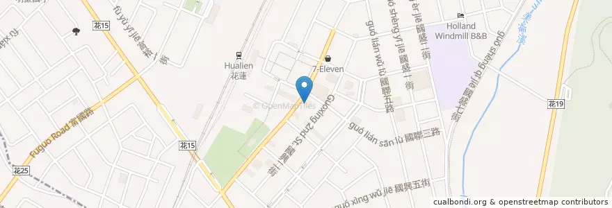 Mapa de ubicacion de 建國路火雞肉飯 en 타이완, 타이완성, 화롄현, 화롄 시.