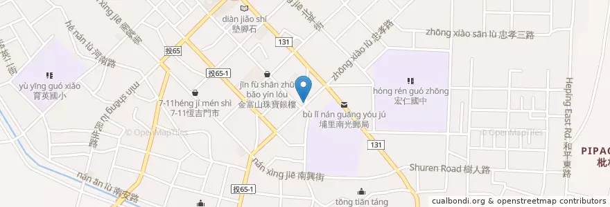 Mapa de ubicacion de 施家肉圓 en Taiwan, 臺灣省, Nantou, 埔里鎮.