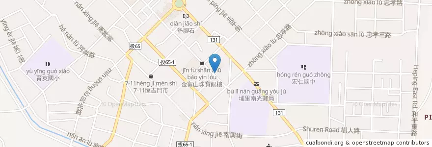 Mapa de ubicacion de 便利停車場 en Тайвань, Тайвань, Наньтоу, 埔里鎮.
