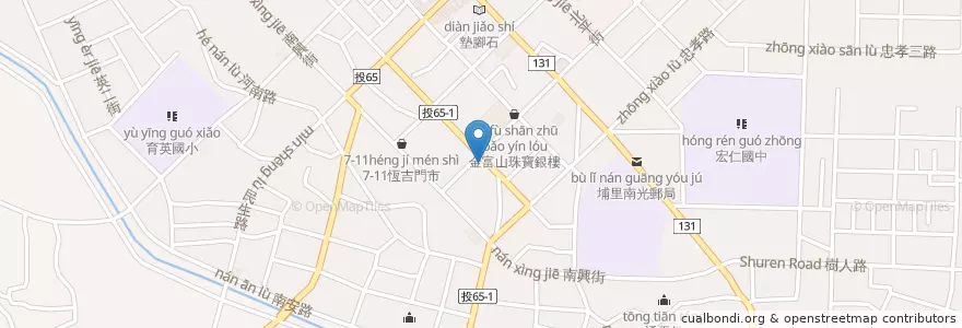 Mapa de ubicacion de 阿開肉圓 en 臺灣, 臺灣省, 南投縣, 埔里鎮.