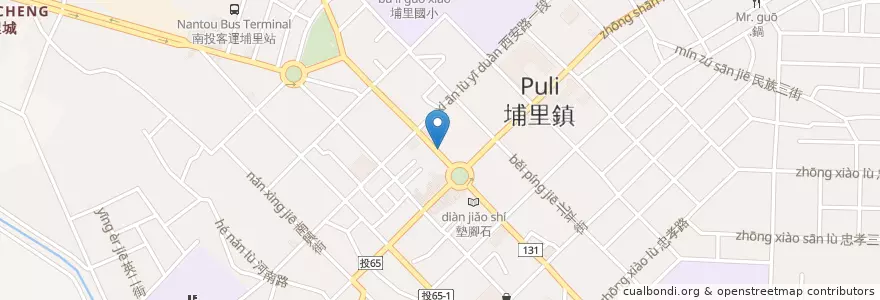Mapa de ubicacion de 四海遊龍(埔里店) en Taiwán, Provincia De Taiwán, Condado De Nantou, 埔里鎮.
