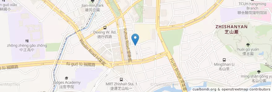 Mapa de ubicacion de 麵面俱到麵館 芝山店 en Taiwan, 新北市, Taipei, 士林區.