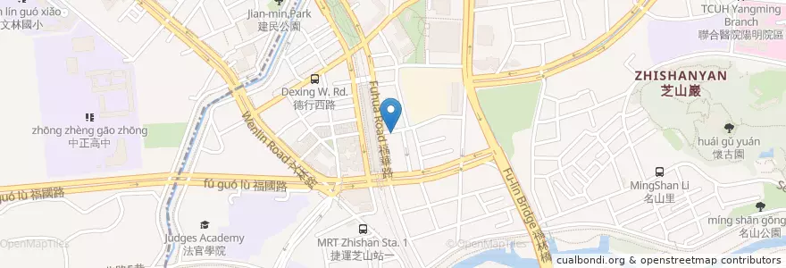 Mapa de ubicacion de 芝音中醫 en 台湾, 新北市, 台北市, 士林区.