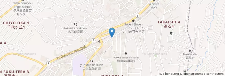 Mapa de ubicacion de よしだクリニック en 日本, 神奈川縣, 川崎市, 麻生区.