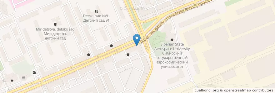 Mapa de ubicacion de Почтовое отделение 660037 en Rusia, Distrito Federal De Siberia, Krasnoyarsk, Городской Округ Красноярск.