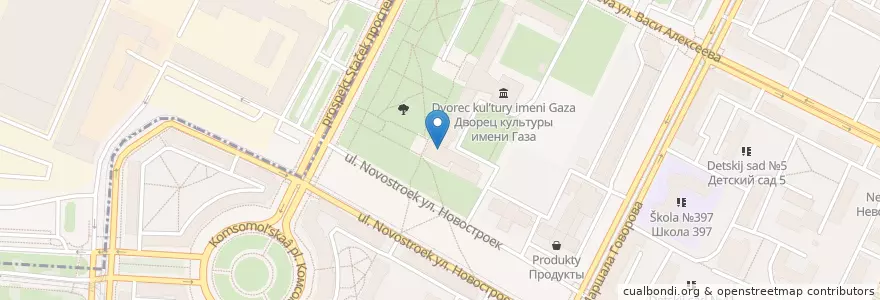 Mapa de ubicacion de бецалель en Russland, Föderationskreis Nordwest, Oblast Leningrad, Sankt Petersburg, Кировский Район, Округ Автово.