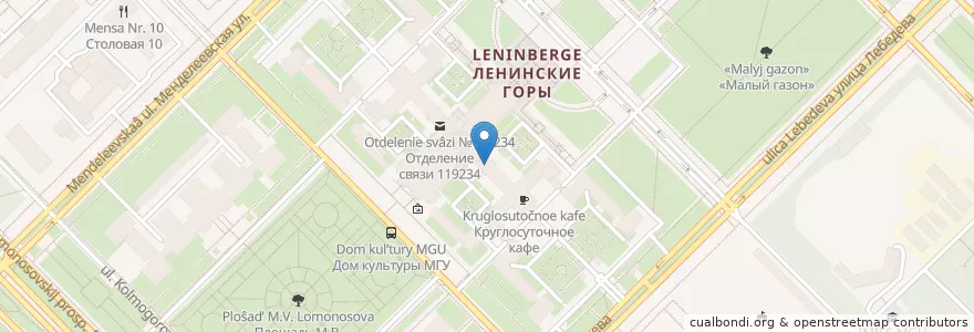 Mapa de ubicacion de Столовая сектора Б en Rússia, Distrito Federal Central, Москва, Западный Административный Округ, Район Раменки.