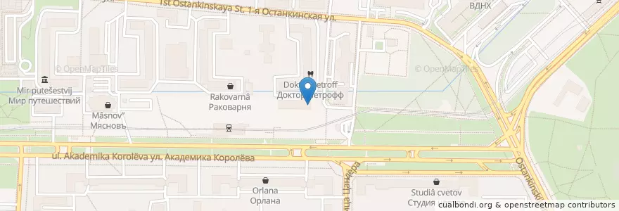 Mapa de ubicacion de Московский кредитный банк en Rusland, Centraal Federaal District, Moskou, Северо-Восточный Административный Округ, Останкинский Район.