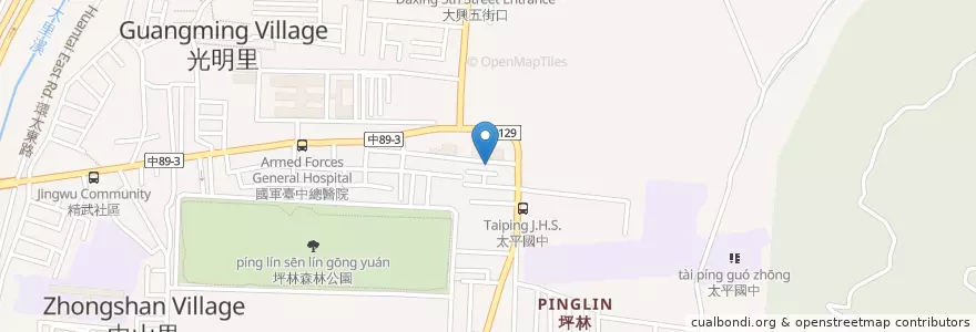 Mapa de ubicacion de 坪林素食 en Taiwan, Taichung, Distretto Di Taiping.
