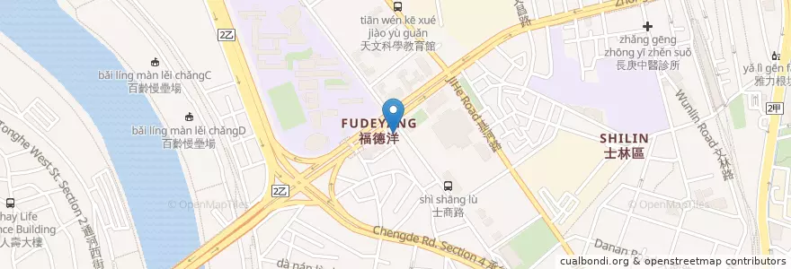 Mapa de ubicacion de 拉亞漢堡 北市士商店 en Taiwán, Nuevo Taipéi, Taipéi, 士林區.