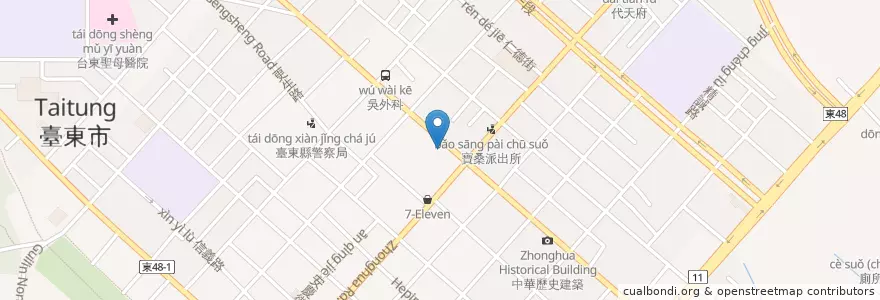 Mapa de ubicacion de Tea Plus en 타이완, 타이완성, 타이둥현, 타이둥 시.