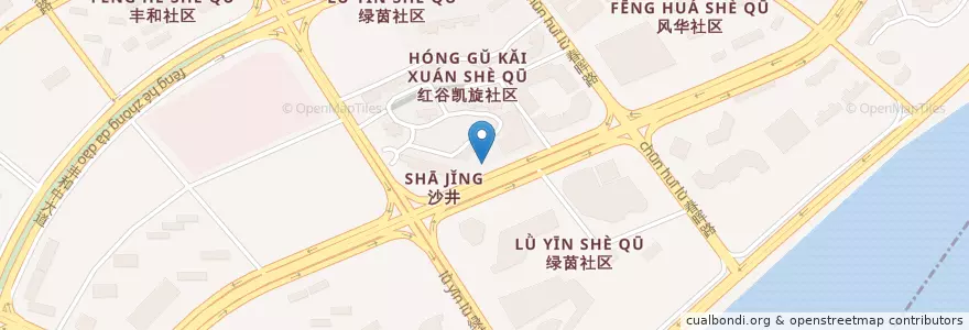 Mapa de ubicacion de 渣打银行(红谷滩支行) en China, Jiangxi, Nanchang, Honggutan New District, 沙井街道.
