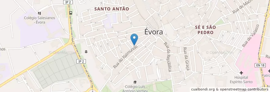 Mapa de ubicacion de Café Tiborna en 포르투갈, Alentejo, Alentejo Central, Évora, Évora, Évora.