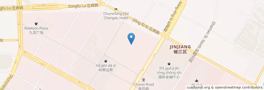 Mapa de ubicacion de Starbucks en Chine, Sichuan, 成都市, 锦江区 (Jinjiang), 春熙路街道 (Chunxilu).
