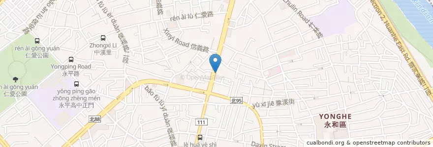 Mapa de ubicacion de 莘美台式自助餐 en تايوان, تايبيه الجديدة, 永和區.