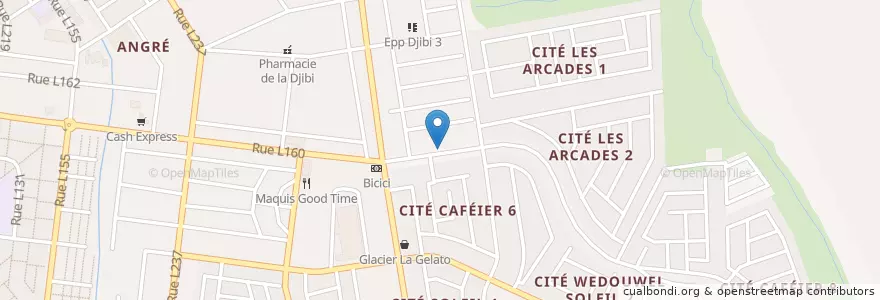 Mapa de ubicacion de Chez Aimé en Кот-Д’Ивуар, Абиджан, Cocody.