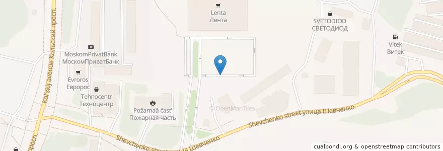 Mapa de ubicacion de Лента en Russia, Северо-Западный Федеральный Округ, Мурманская Область, Городской Округ Мурманск.