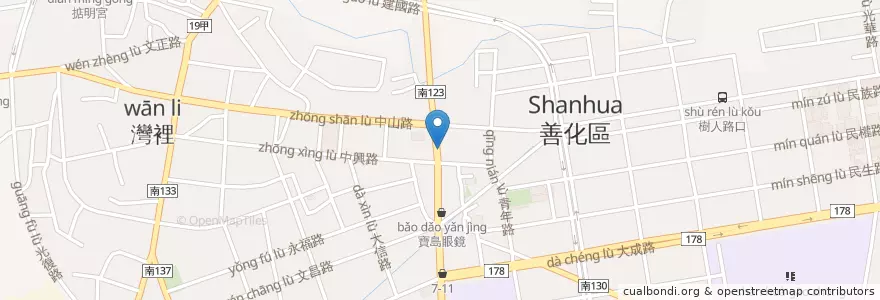 Mapa de ubicacion de Cosmed en Taiwan, 臺南市, 善化區.