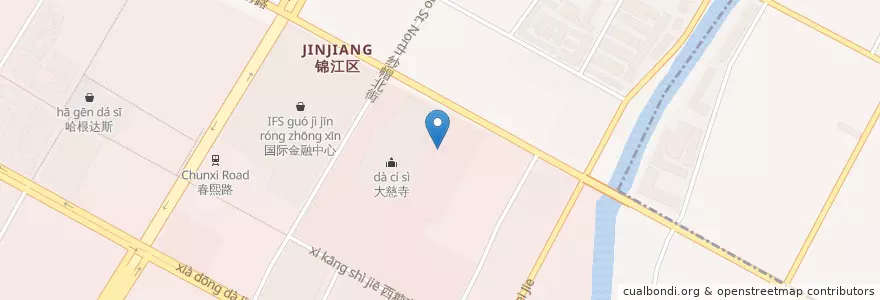 Mapa de ubicacion de Blue Frog en China, Sichuan, Chengdu City, Jinjiang District, 合江亭街道 / Hejiangting.