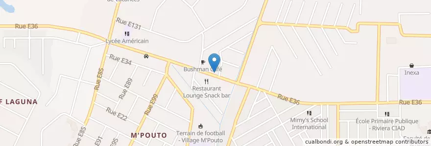 Mapa de ubicacion de Restaurant Chez Bachir en Côte D'Ivoire, Abidjan, Cocody.