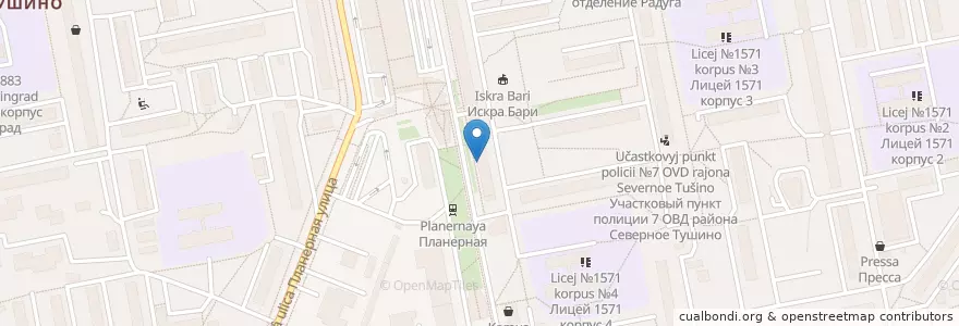 Mapa de ubicacion de Сбербанк en Russie, District Fédéral Central, Moscou, Северо-Западный Административный Округ, Район Северное Тушино.