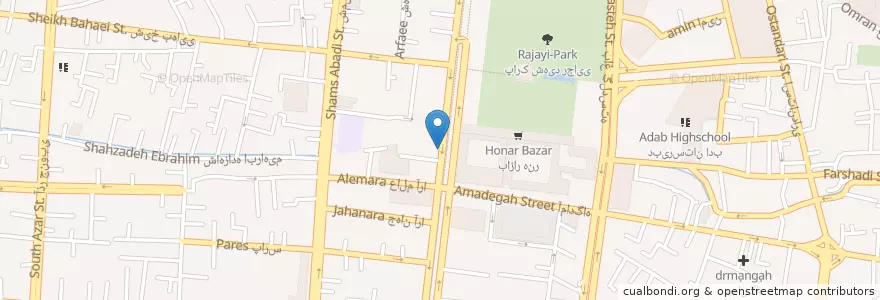 Mapa de ubicacion de پیتزا en 이란, استان اصفهان, شهرستان اصفهان, بخش مرکزی شهرستان اصفهان, اصفهان.