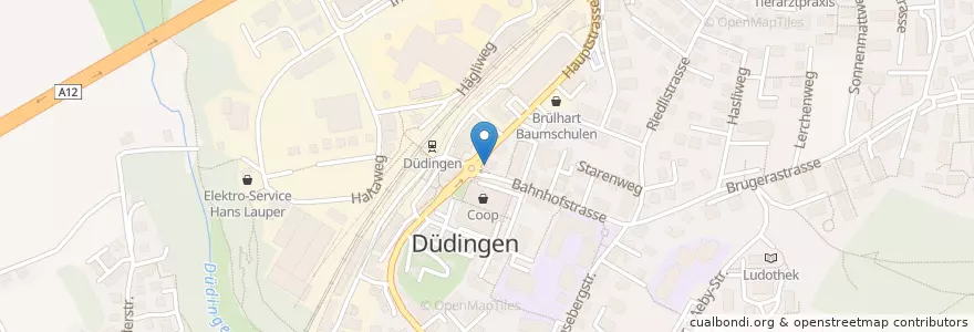 Mapa de ubicacion de Alibaba en 瑞士, Fribourg/Freiburg, Sensebezirk, Düdingen.
