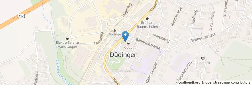 Mapa de ubicacion de UBS Düdingen en 스위스, Fribourg/Freiburg, Sensebezirk, Düdingen.