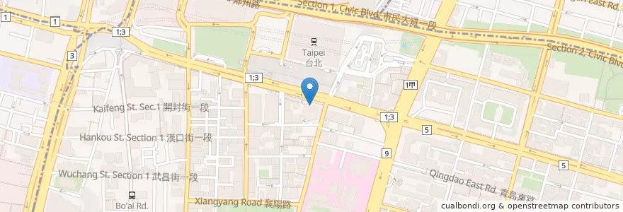 Mapa de ubicacion de Tsuta 蔦 en 台湾, 新北市, 台北市, 中正区.