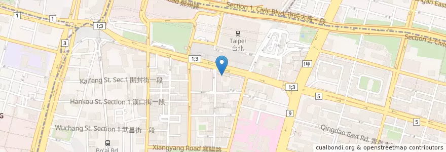 Mapa de ubicacion de 花月嵐拉麵 en 臺灣, 新北市, 臺北市, 中正區.