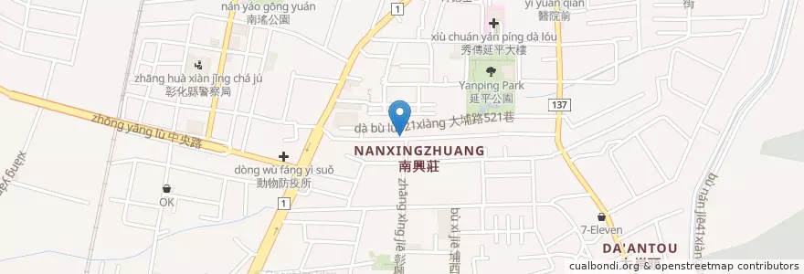 Mapa de ubicacion de 傳統麵店 en Taiwan, 臺灣省, Condado De Changhua, 彰化市.
