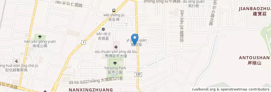 Mapa de ubicacion de 一明堂 en تايوان, مقاطعة تايوان, مقاطعة تشانغوا, 彰化市.