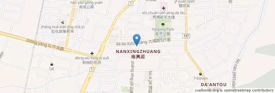 Mapa de ubicacion de 腸粉大王 en 臺灣, 臺灣省, 彰化縣, 彰化市.