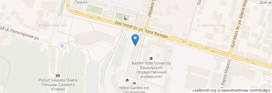 Mapa de ubicacion de Библиотека БашГУ en Rusland, Приволжский Федеральный Округ, Basjkirostan, Городской Округ Уфа.