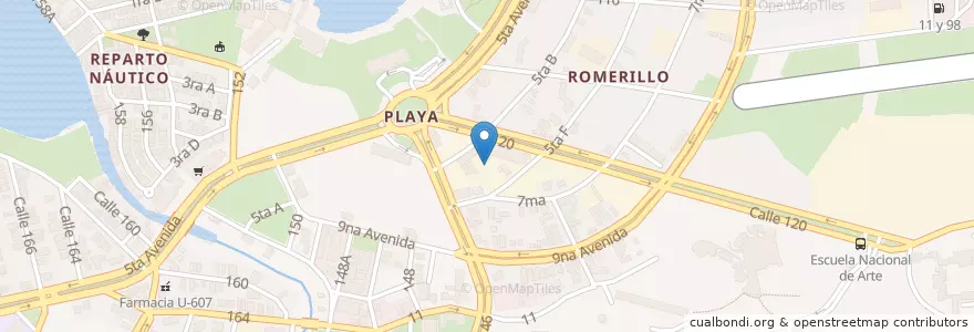 Mapa de ubicacion de Terminal Playa A97-8-69-92-93-179-191-192-193-420 en 古巴, La Habana, Playa.