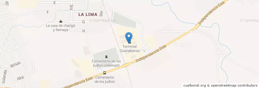 Mapa de ubicacion de Terminal Guanabacoa (A24-A28-A29-A30-A31-A50-A95-C6) en 쿠바, La Habana, Guanabacoa.