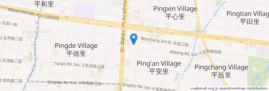 Mapa de ubicacion de 豬血湯攤 en Taiwan, Taichung, 北屯區.