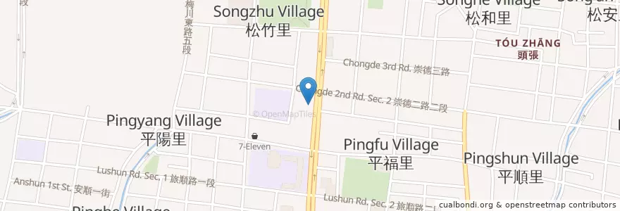 Mapa de ubicacion de 吉兆麵食店 en تايوان, تاي شانغ, 北屯區.