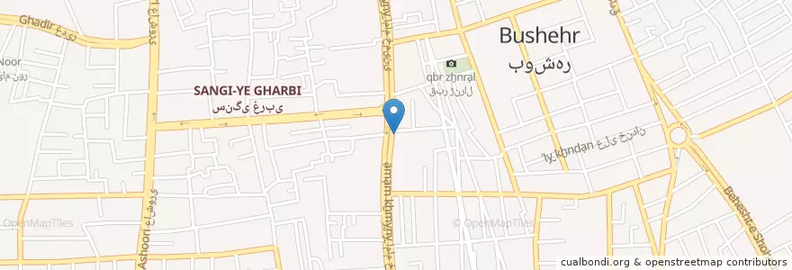 Mapa de ubicacion de بانک گردشگری en İran, Buşehr Eyaleti, شهرستان بوشهر, بخش مرکزی شهرستان بوشهر, دهستان حومه بوشهر, بوشهر.
