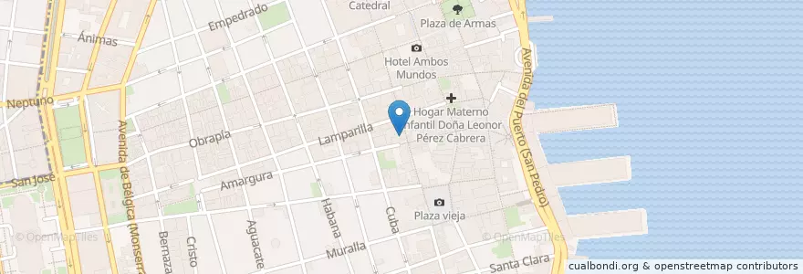 Mapa de ubicacion de Casa del Queso en Cuba, La Habana, La Habana Vieja.