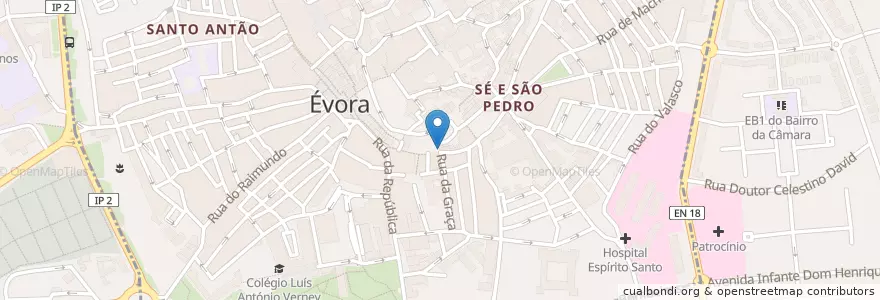 Mapa de ubicacion de Cantinho da Tété en Portogallo, Alentejo, Alentejo Central, Évora, Évora, Bacelo E Senhora Da Saúde, Évora.