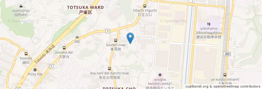 Mapa de ubicacion de 諏訪神社 en 日本, 神奈川県, 横浜市, 戸塚区.