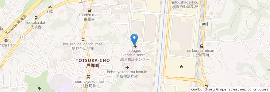 Mapa de ubicacion de 総合検診センター en اليابان, كاناغاوا, 横浜市, 戸塚区.