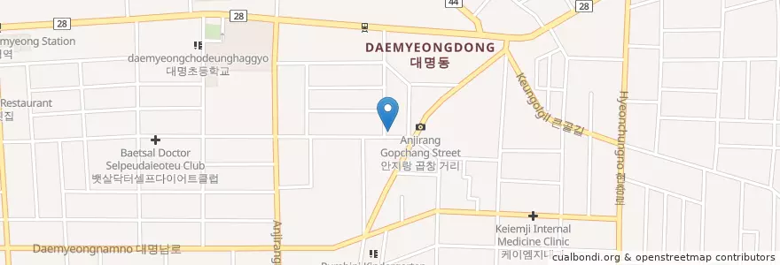 Mapa de ubicacion de 좋아하는 음식을 찾다 en كوريا الجنوبية, ديغو, 남구, 대명동.