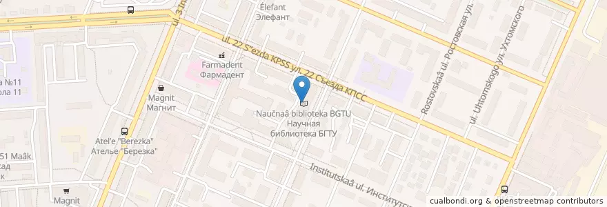 Mapa de ubicacion de Научная библиотека БГТУ en Rusia, Distrito Federal Central, Óblast De Briansk, Брянский Район, Городской Округ Брянск.