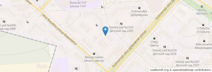 Mapa de ubicacion de Центр социального обслуживания «Митино» en Rússia, Distrito Federal Central, Москва, Северо-Западный Административный Округ, Район Митино.